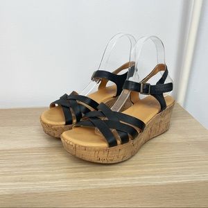 Korks Black Jenneve Wedge Sandals